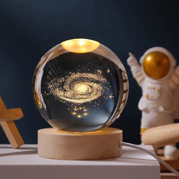 3D Carved Crystal Globe Lamp – Soft LED Night Light - Lamylie