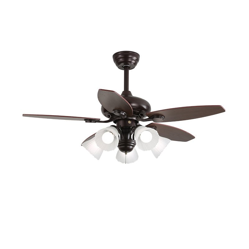Deckenventilator mit Beleuchtung und Fernbedienung, klassisches Holz und Glas, Ø107 cm – Lamylie