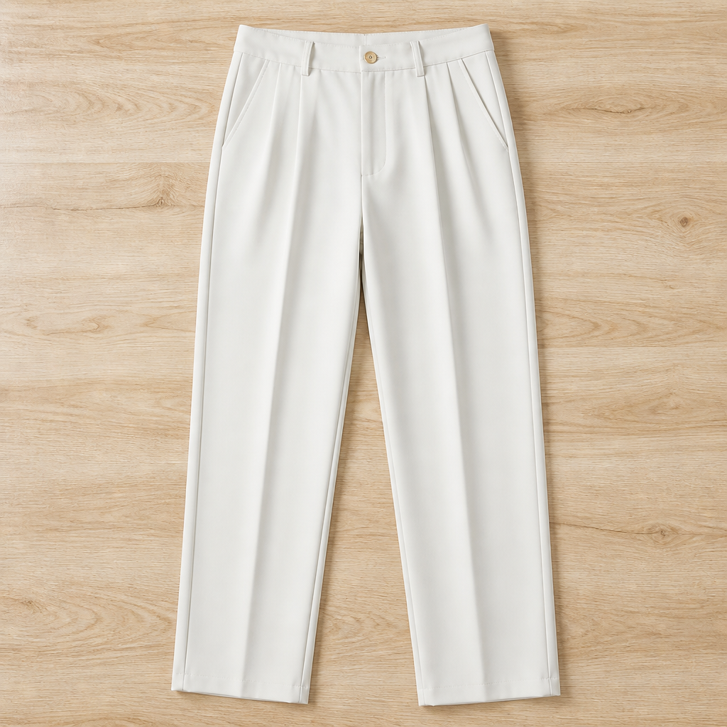Marcello – Pantalon habillé plissé taille haute à jambe droite décontractée - Lamylie
