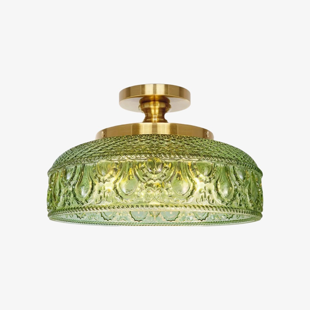 Ribbed Glass Ceiling Lamp with Metal Fixture | Minimalist Lighting for Bedroom and Hallway - Lamylie