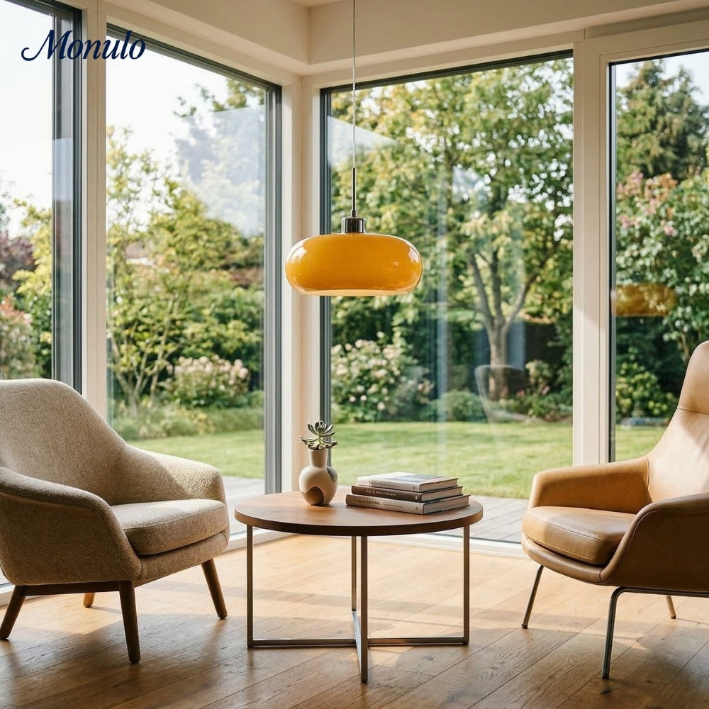 Bauhaus Glas Pendelleuchte Metall 11cm Nordisches Design Esszimmer Küche - Lamylie