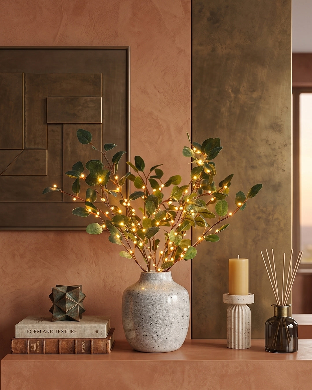 Decorative LED Lighting Branch with Natural Blossom Shape 70cm | Flexible Ambient Lighting for Vases and Mantelpieces - Lamylie