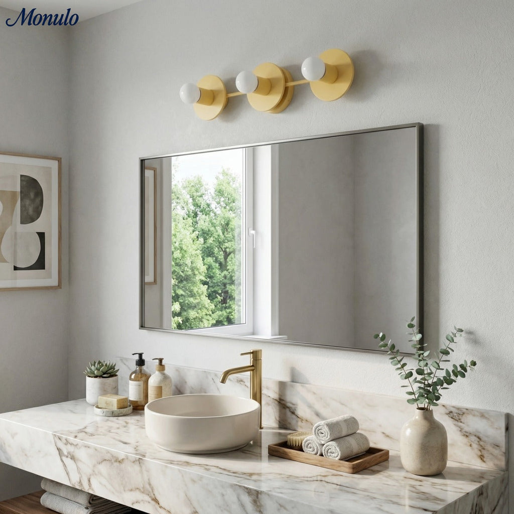 Metal Wall Lamp with Spherical Glass Shades 3-Light Bathroom Lighting Matte Green - Lamylie