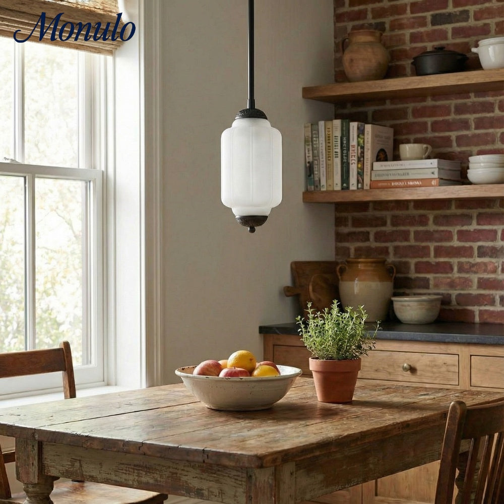 Vintage Milk Glass Pendant Lamp with Wavy Edge | Scandinavian Atmosphere Lighting for Kitchen and Bedroom - Lamylie
