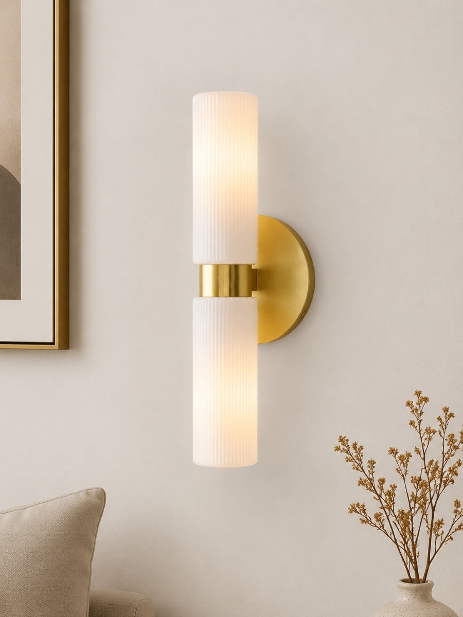 Wall lamp with double ribbed glass tubes | contemporary wall lighting for hall and entrance - Lamylie