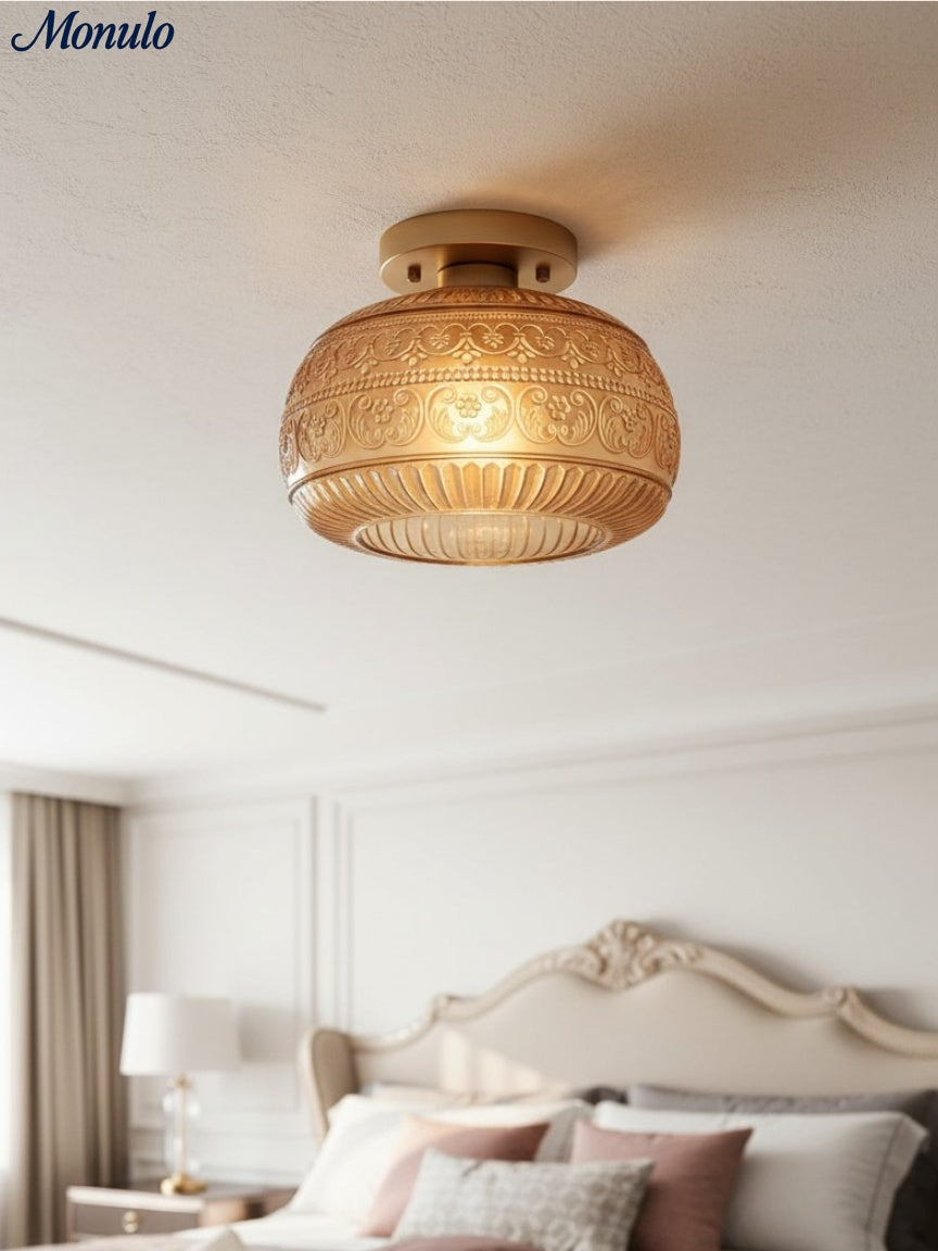 Glas-Globus-Deckenlampe Strukturiertes Glas Halb eingebaute Beleuchtung für jeden Raum - Lamylie