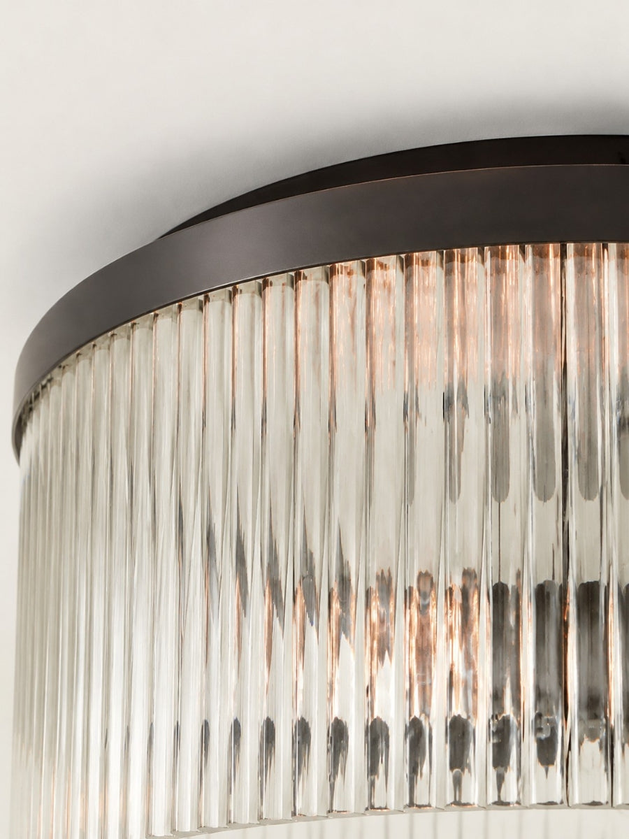 Ribbed Glass Ceiling Lamp Modern Low-Profile Design Bedroom Living Room Hall - Lamylie