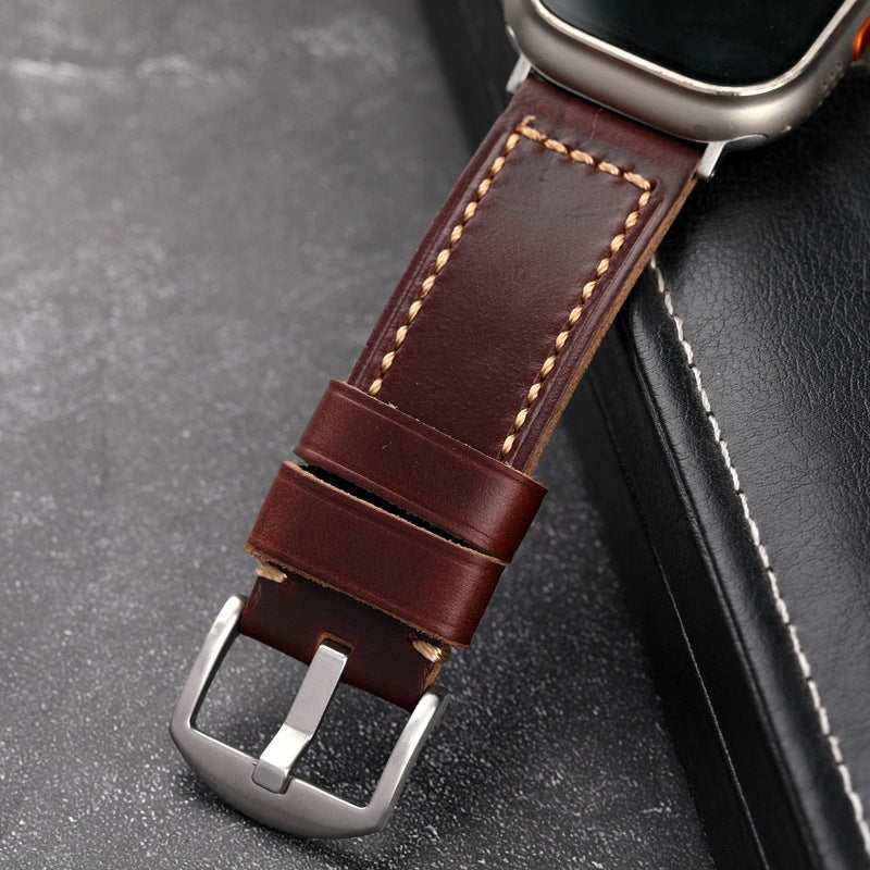 Apple Watch bőrszíj — antik vörösesbarna szín, minden modellhez kompatibilis
