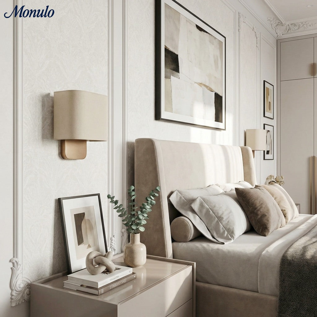 Fabric Wall Lamp with Metal Fitting for Reading Light Bedroom - Lamylie