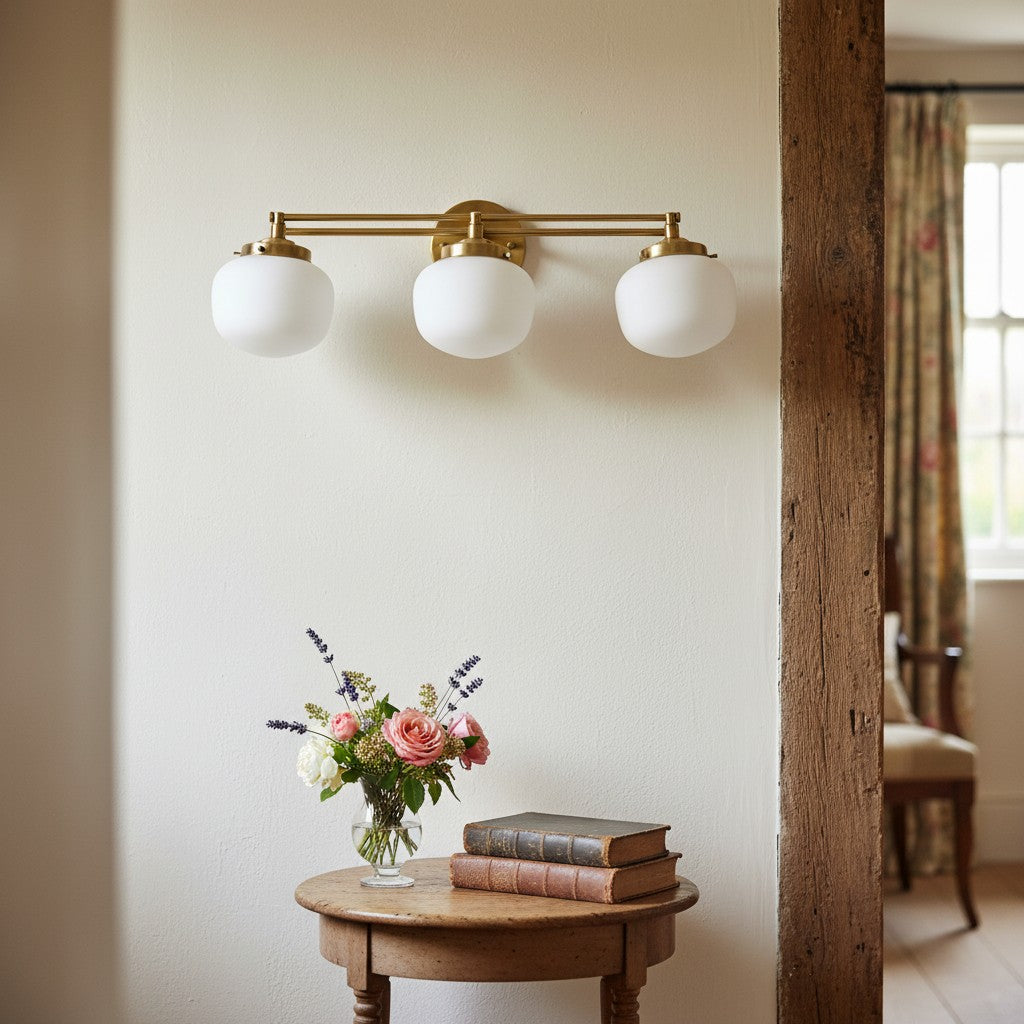 Globe Wall Lamp Classic Bathroom Schoolhouse Lighting Matte Opal Glass for Mirror and Sink - Lamylie