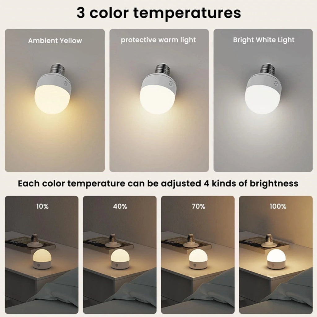 Wiederaufladbare E27 RGB LED-Lampe mit Fernbedienung – kabellose Installation - Lamylie