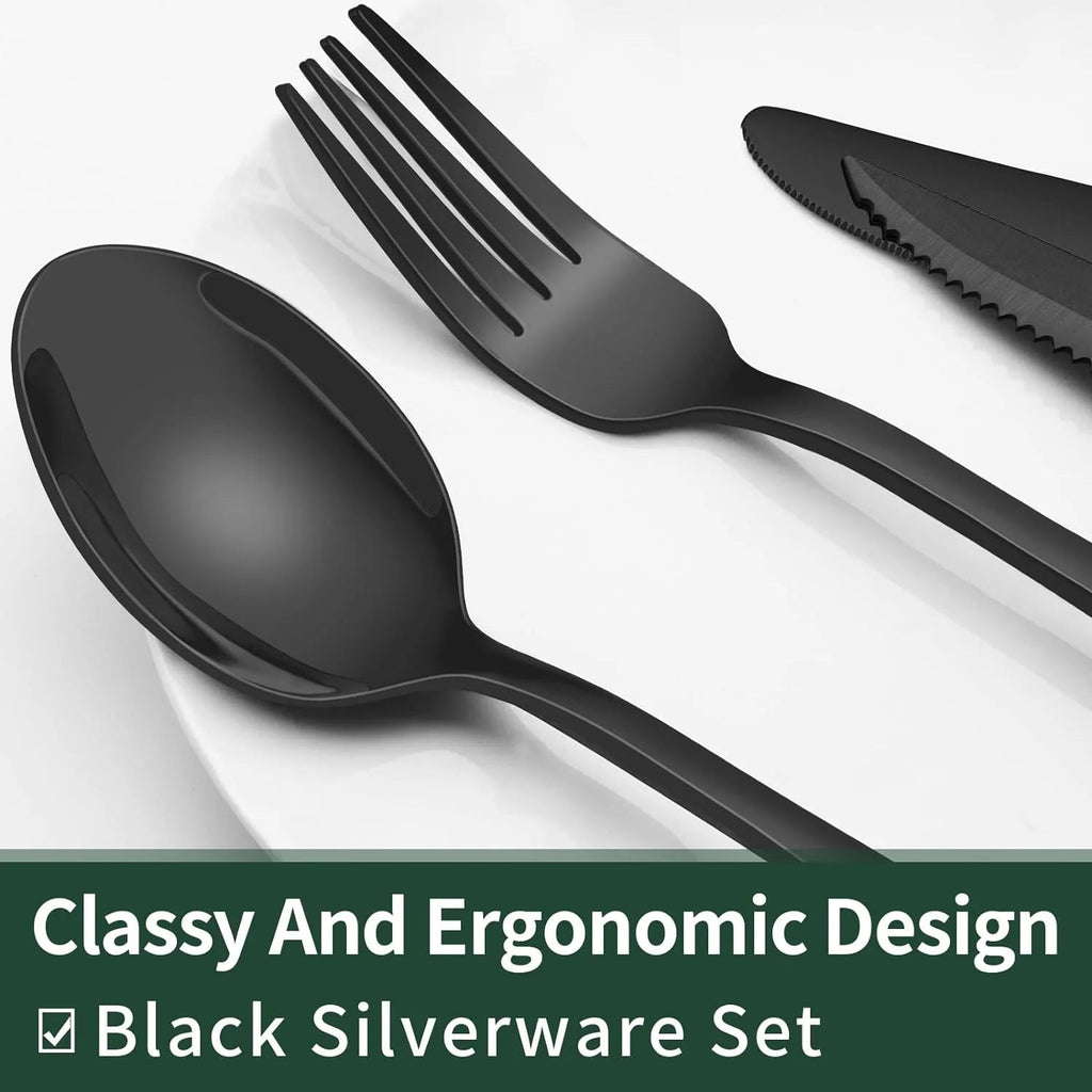 Matte Black Tableware Set - Elegant Organization for Every Dinner - Lamylie