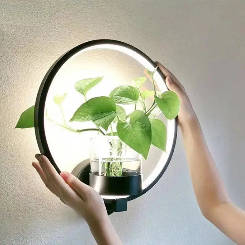 LED Botanical Wall Light with Glass Vase – Oval & Round - Lamylie