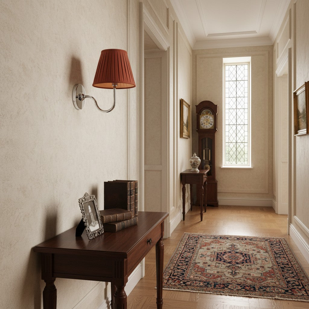 Wall Lamp with Pleated Fabric Shade | Classic Lighting for Bedroom and Living Room - Lamylie
