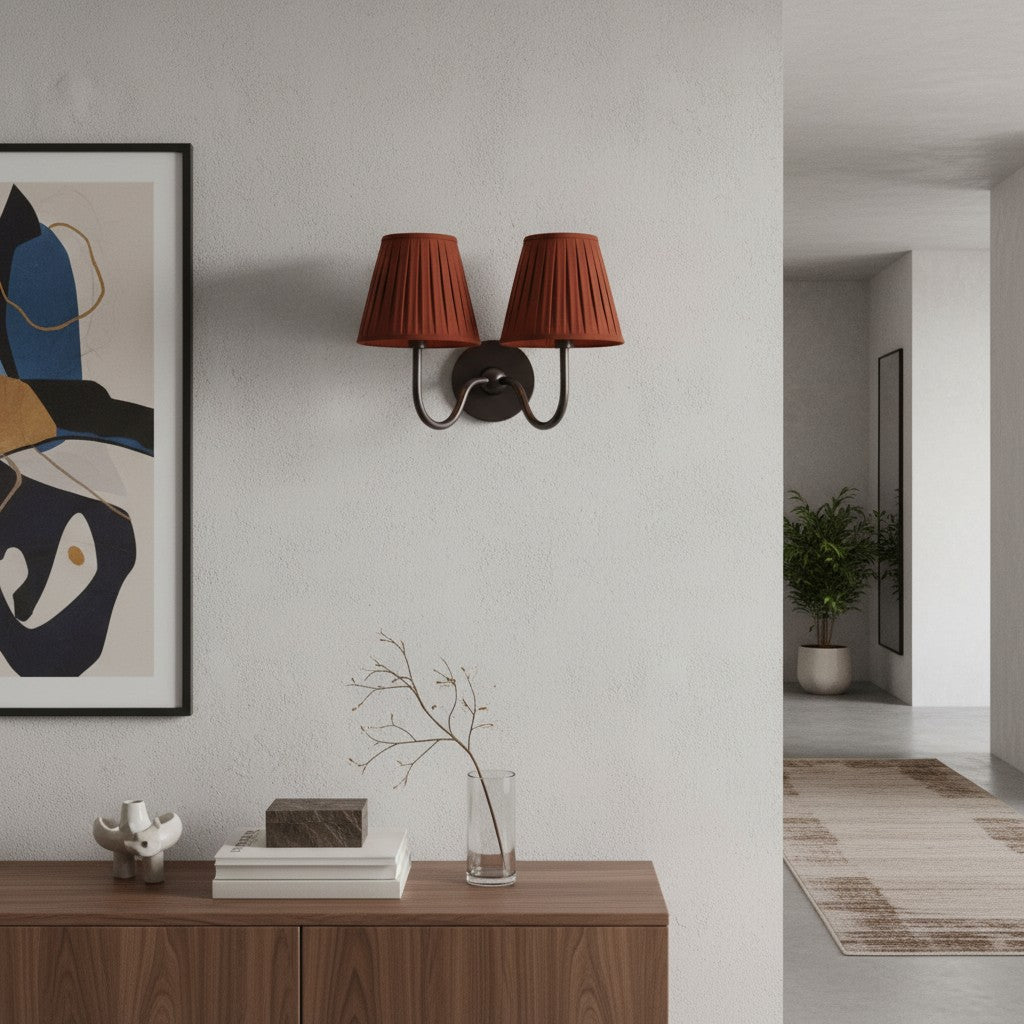 Wall Lamp with Pleated Fabric Shade | Classic Lighting for Bedroom and Living Room - Lamylie