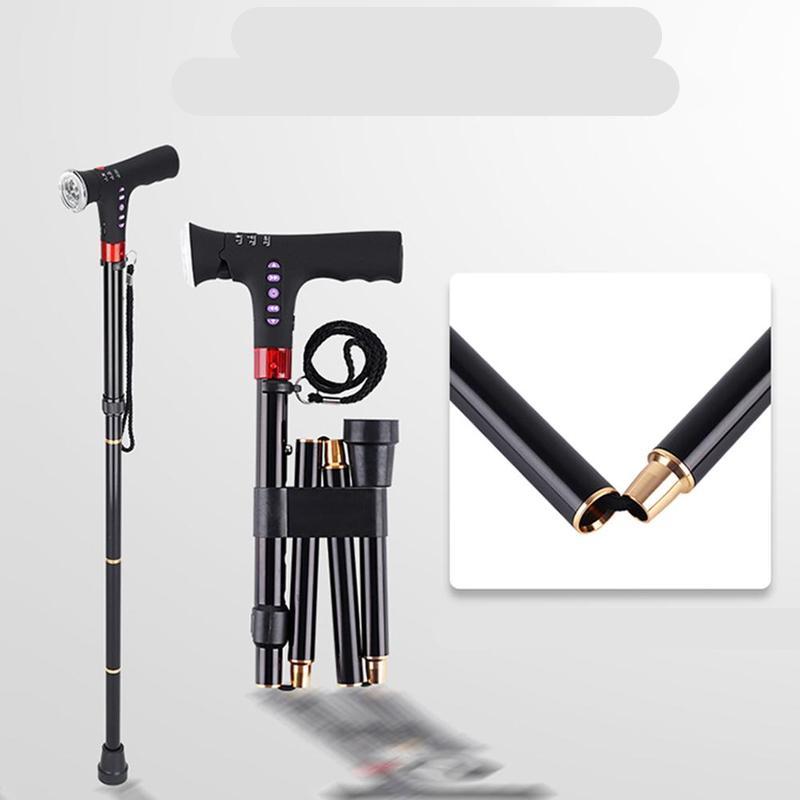 Adjustable Outdoor Walking Sticks with LED Lights for Hiking and Fitness - Lamylie