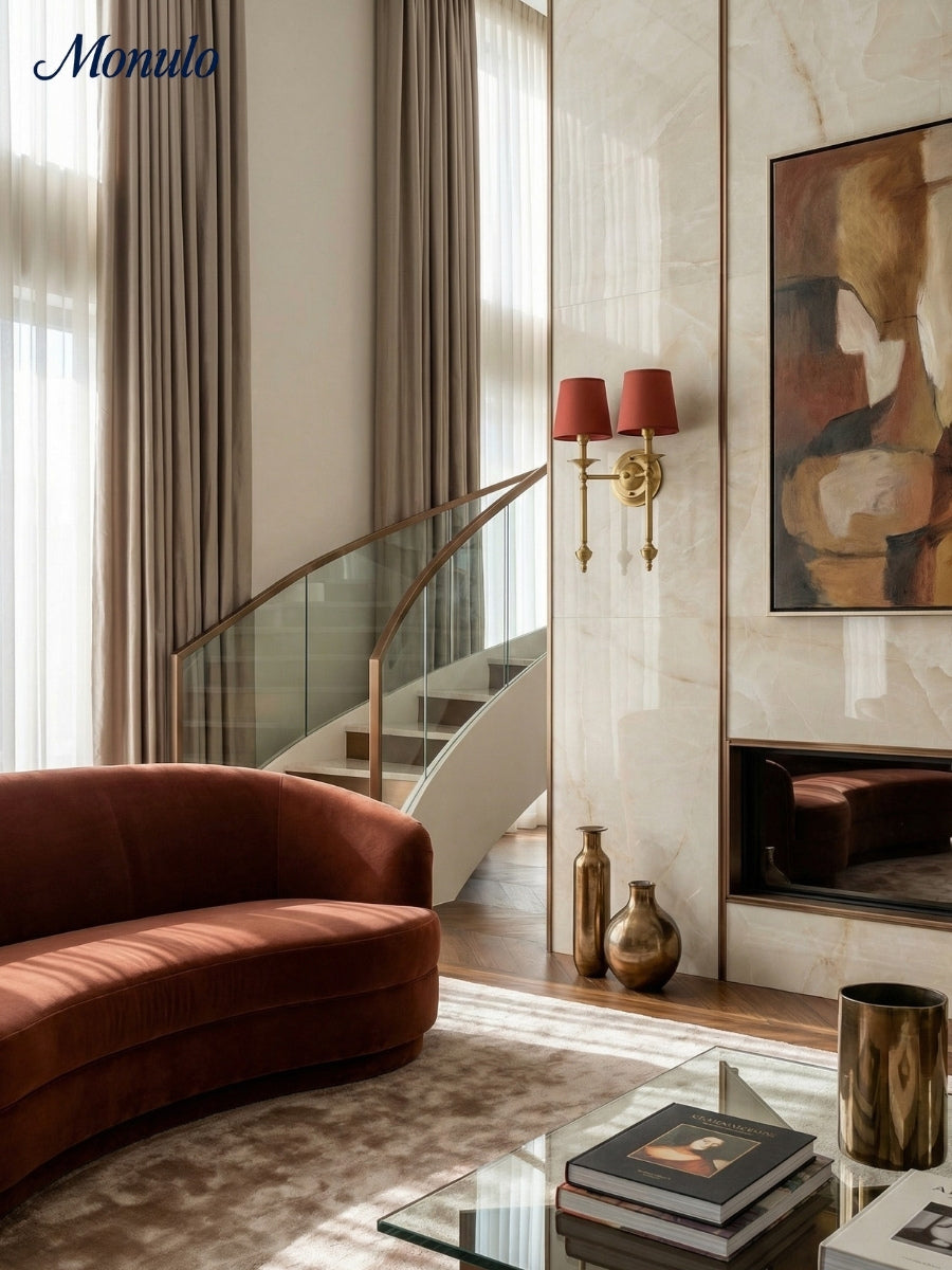 Stoffwandleuchte mit Vintage-Kupfer-Finish | Atmosphärische Beleuchtung für Flur, Schlafzimmer und Wohnzimmer - Lamylie