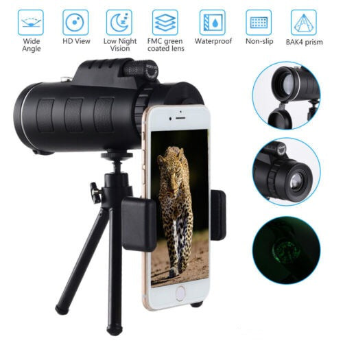 HD monokulární dalekohled 40x60 se stativem a držákem na smartphone - Lamylie
