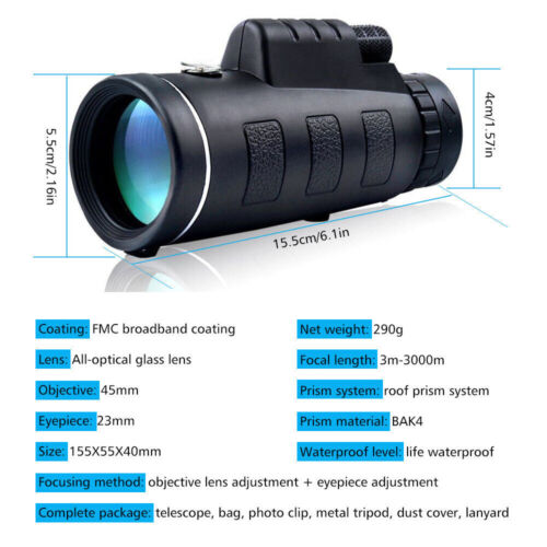 HD monokulární dalekohled 40x60 se stativem a držákem na smartphone - Lamylie