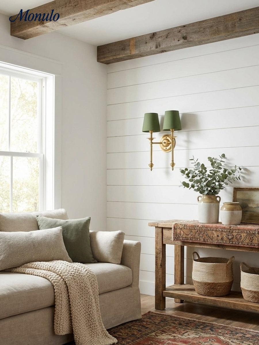 Stoffwandleuchte mit Vintage-Kupfer-Finish | Atmosphärische Beleuchtung für Flur, Schlafzimmer und Wohnzimmer - Lamylie