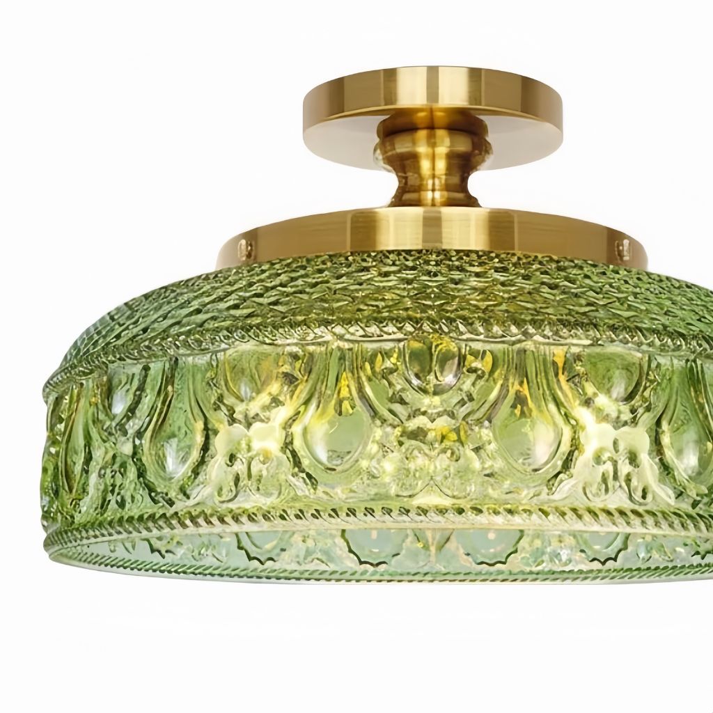 Ribbed Glass Ceiling Lamp with Metal Fixture | Minimalist Lighting for Bedroom and Hallway - Lamylie