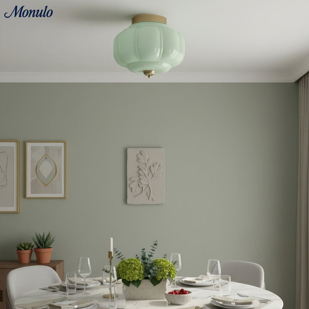 Retro Ceiling Lamp with Milk Glass Shade | Refined Semi-Flush Mount Lighting for Modern Interiors - Lamylie
