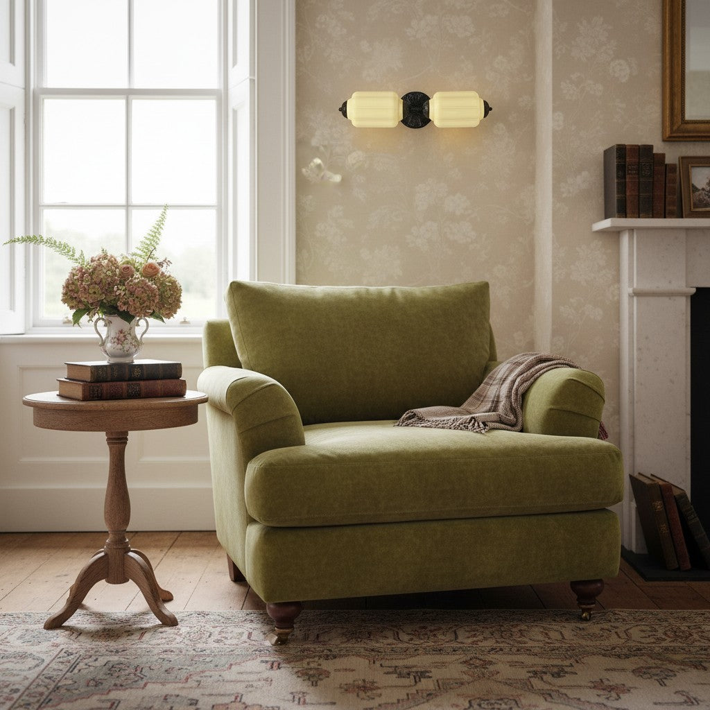 Eloise Vintage Wandleuchte aus Milchglas mit gewelltem Rand - Moderne Akzentbeleuchtung für Bad und Schlafzimmer