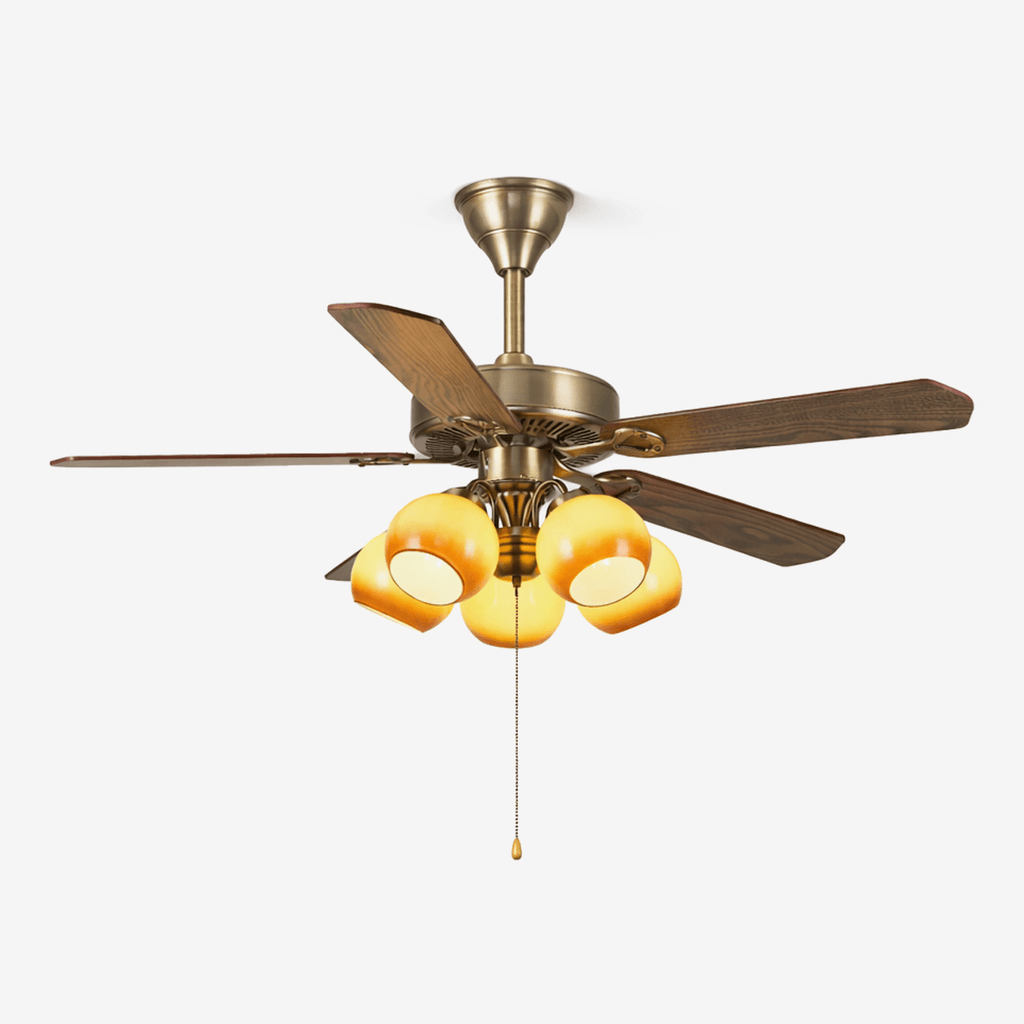 Stropní ventilátor Theodore Vintage s osvětlením — retro design s dálkovým ovladačem s funkcí stmívání – Lamylie
