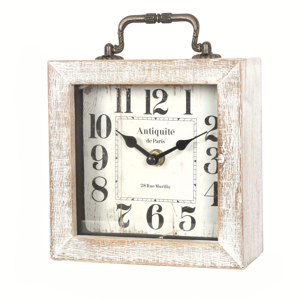 Cabinco Rustic Wooden Shelf Clock — Glass Cover