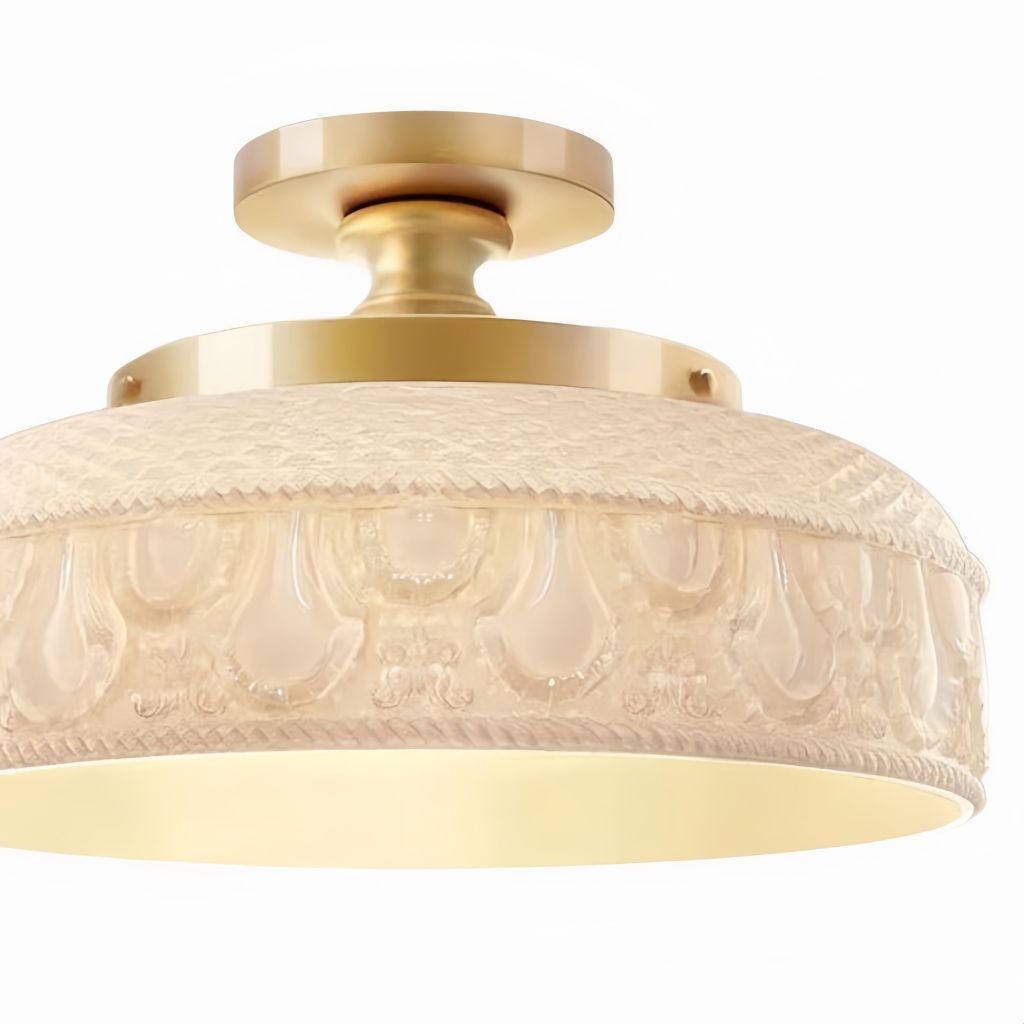 Ribbed Glass Ceiling Lamp with Metal Fixture | Minimalist Lighting for Bedroom and Hallway - Lamylie