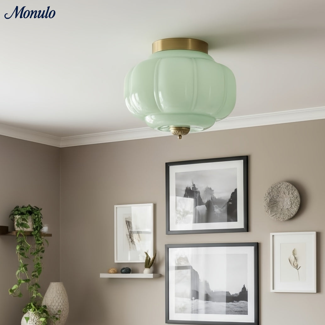 Retro Ceiling Lamp with Milk Glass Shade | Refined Semi-Flush Mount Lighting for Modern Interiors - Lamylie