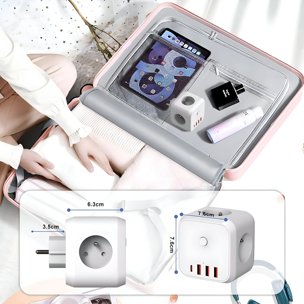 Bloc multiprise | Multiprise | Protection contre les surcharges avec interrupteur marche-arrêt | PowerCube - Lamylie