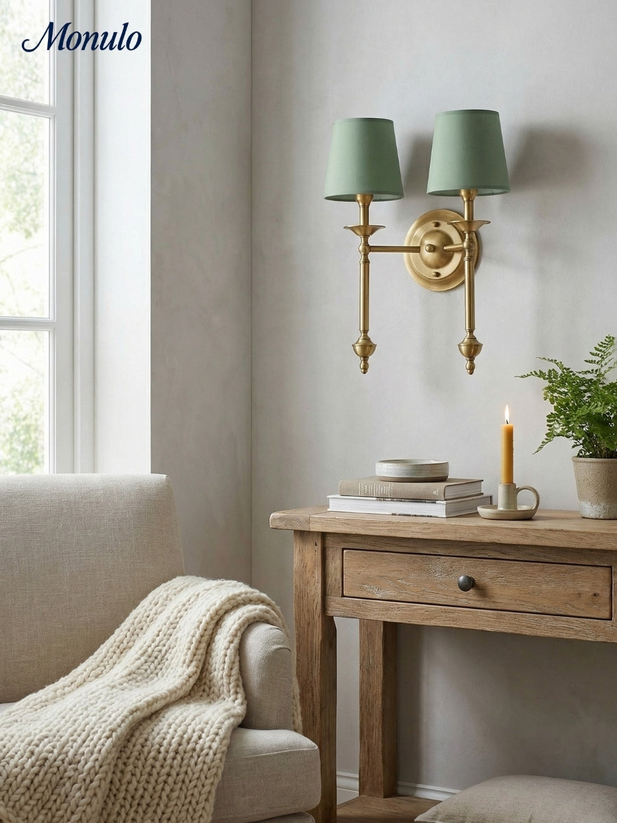 Stoffwandleuchte mit Vintage-Kupfer-Finish | Atmosphärische Beleuchtung für Flur, Schlafzimmer und Wohnzimmer - Lamylie