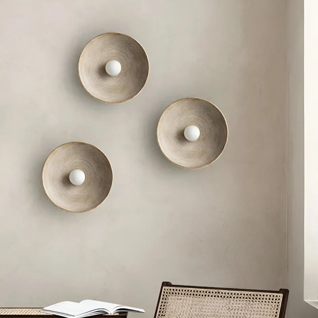Runde Wandleuchte aus Glas & Harz – Wabi-Sabi-Design, Dreifarbenschema - Lamylie