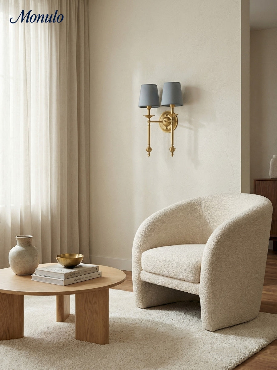 Stoffwandleuchte mit Vintage-Kupfer-Finish | Atmosphärische Beleuchtung für Flur, Schlafzimmer und Wohnzimmer - Lamylie