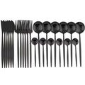 Besteckset | 24-teiliges Design in Mattschwarz | Inklusive Steakmesser | CutleryCraft - Lamylie