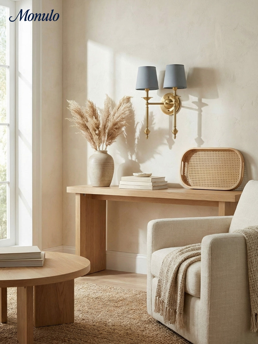 Stoffwandleuchte mit Vintage-Kupfer-Finish | Atmosphärische Beleuchtung für Flur, Schlafzimmer und Wohnzimmer - Lamylie