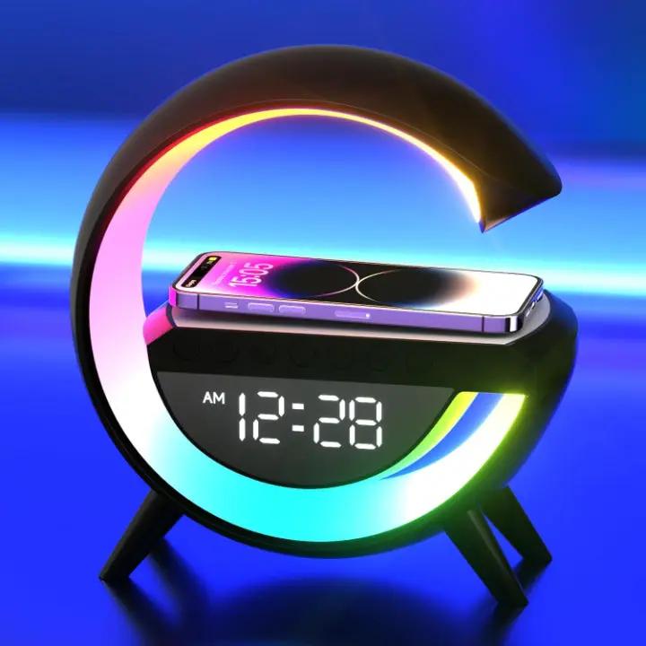 LED Clock Lamp with Alarm, Bluetooth Speaker & Wireless Charging Feature - Lamylie