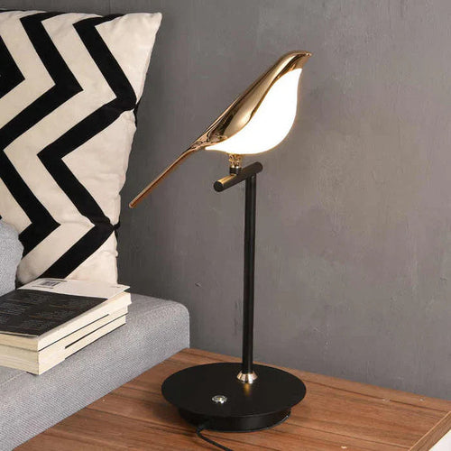Bird Figurine Table Lamp with Gold Sculpture Accent - Lamylie