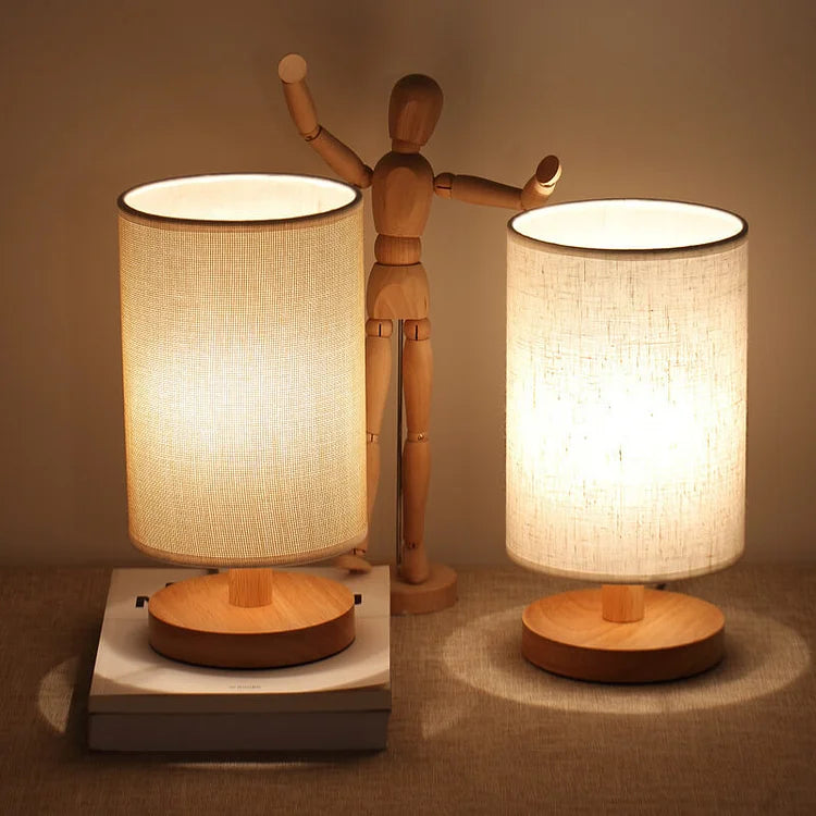 Organic Table Lamp Wood & Linen | Dimmable with Remote Control & Touch | 3 Light Colors - Lamylie
