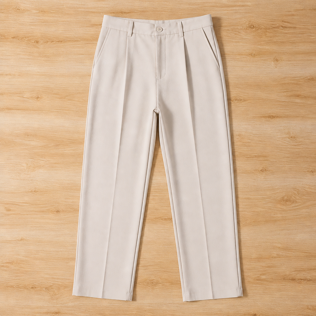 Marcello – Pantalon habillé plissé taille haute à jambe droite décontractée - Lamylie