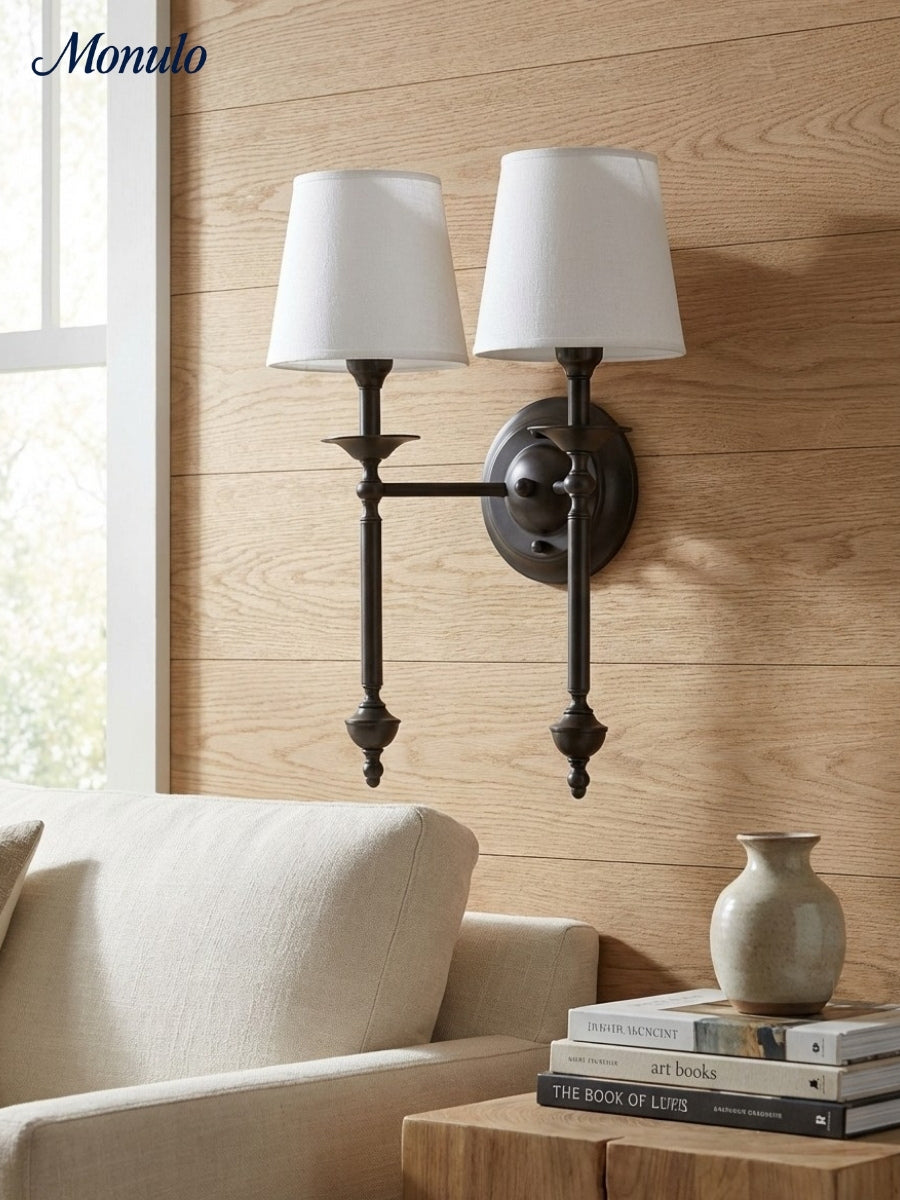 Stoffwandleuchte mit Vintage-Kupfer-Finish | Atmosphärische Beleuchtung für Flur, Schlafzimmer und Wohnzimmer - Lamylie
