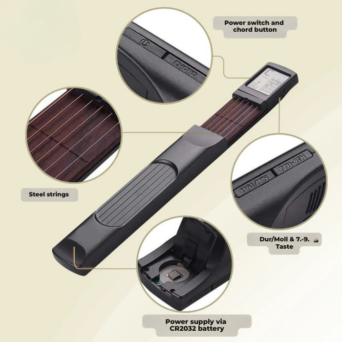 PulseStrum Pocket Trainer — Master Guitar Anywhere, Anytime with Silent, Stress-Free Practice - Lamylie