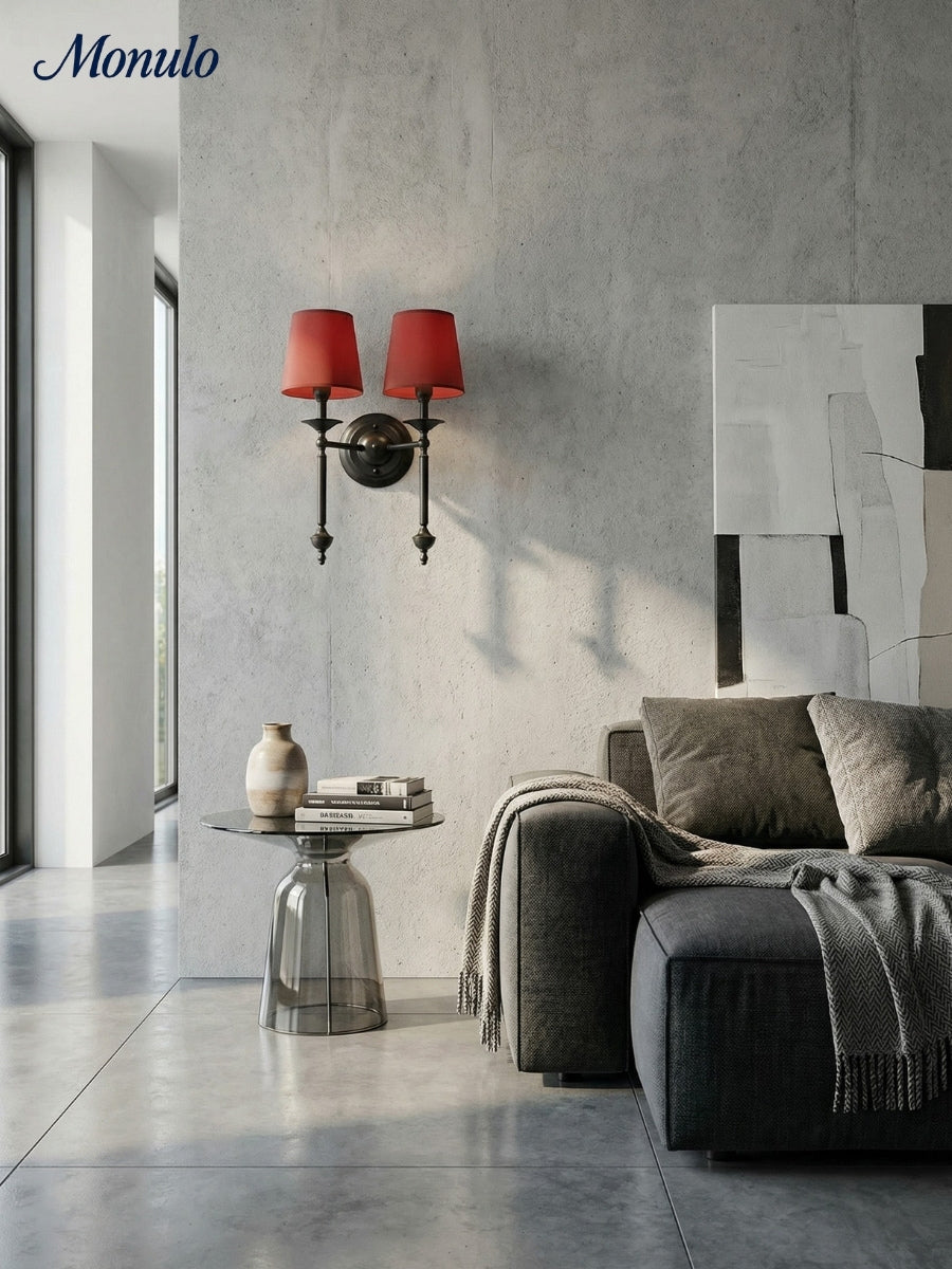 Stoffwandleuchte mit Vintage-Kupfer-Finish | Atmosphärische Beleuchtung für Flur, Schlafzimmer und Wohnzimmer - Lamylie