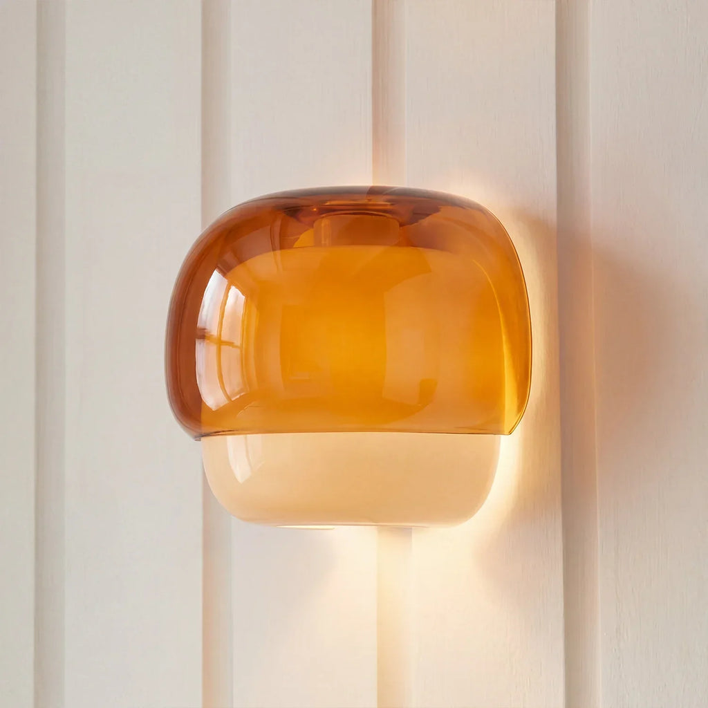 Lampada da parete moderna in vetro con doppio paralume a forma di fungo | Accento colorato per camera da letto e corridoio - Lamylie