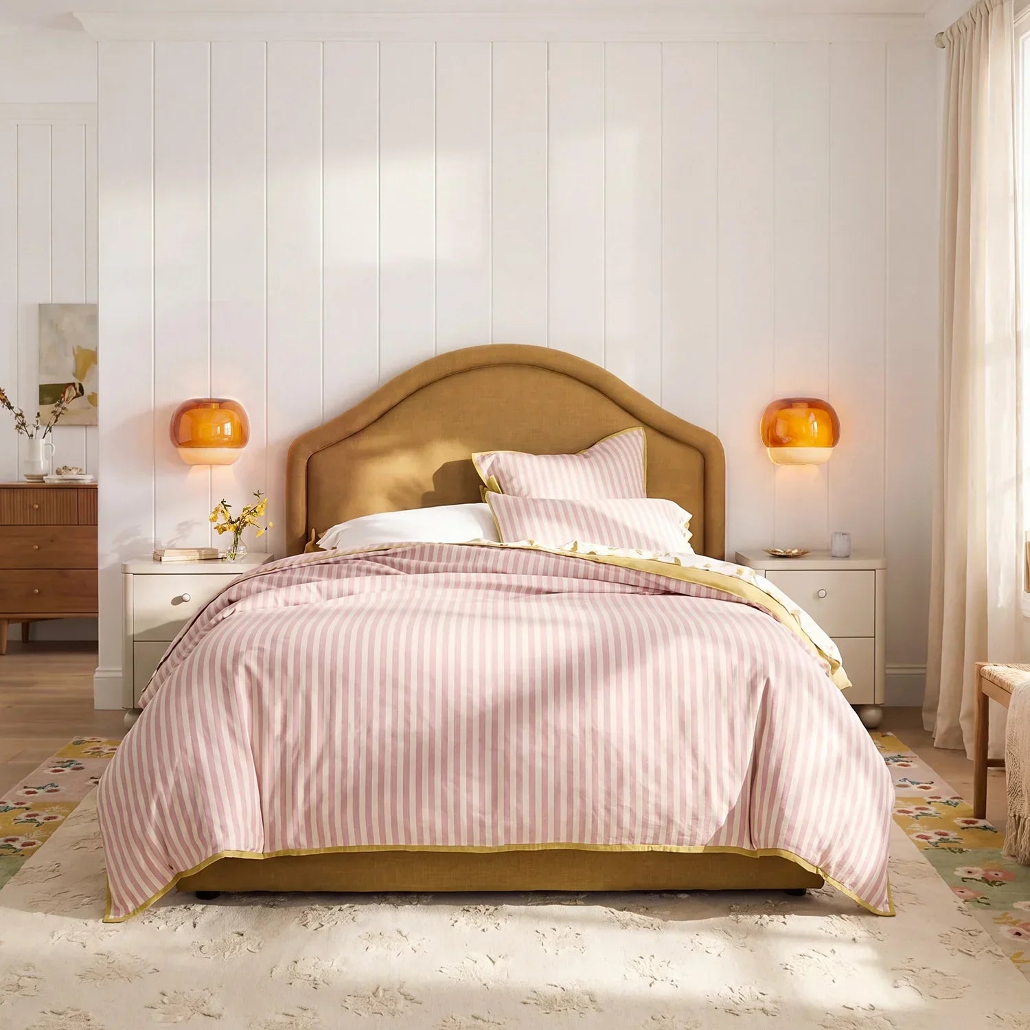 Lampada da parete moderna in vetro con doppio paralume a forma di fungo | Accento colorato per camera da letto e corridoio - Lamylie