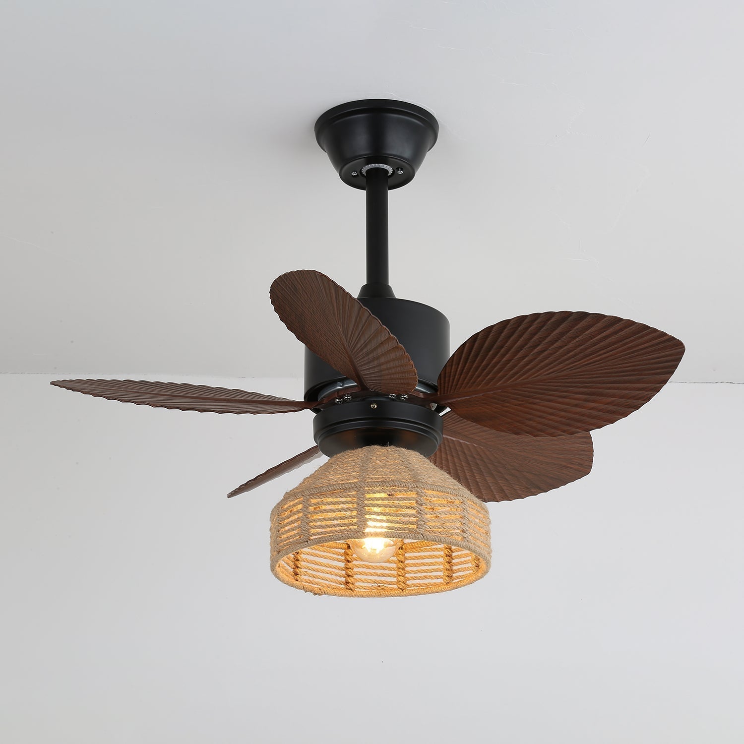 Tropisk takvifte med belysning | Rattanfinish Ø76 cm | Justerbare hastigheter – Lamylie