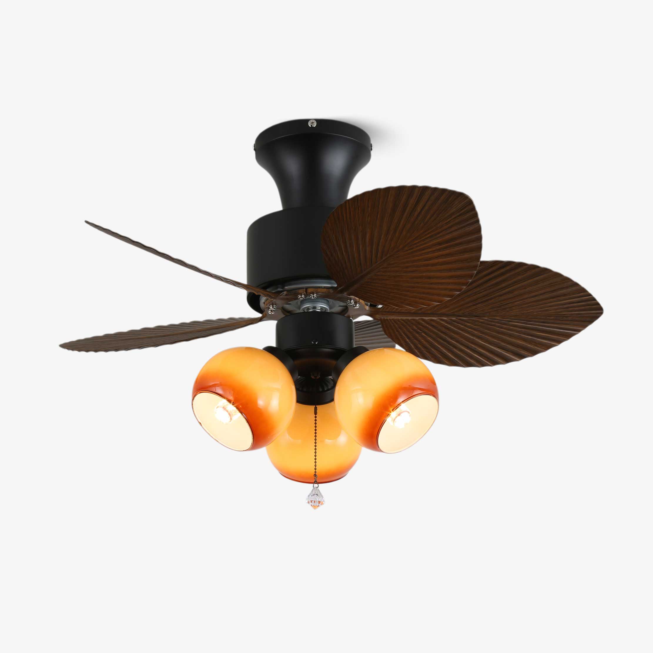 Ceiling Fan with Lighting Vintage Wood Look | Dimensions Ø80×30 cm Scandinavian Design for Living Room Bedroom Natural Interior - Lamylie