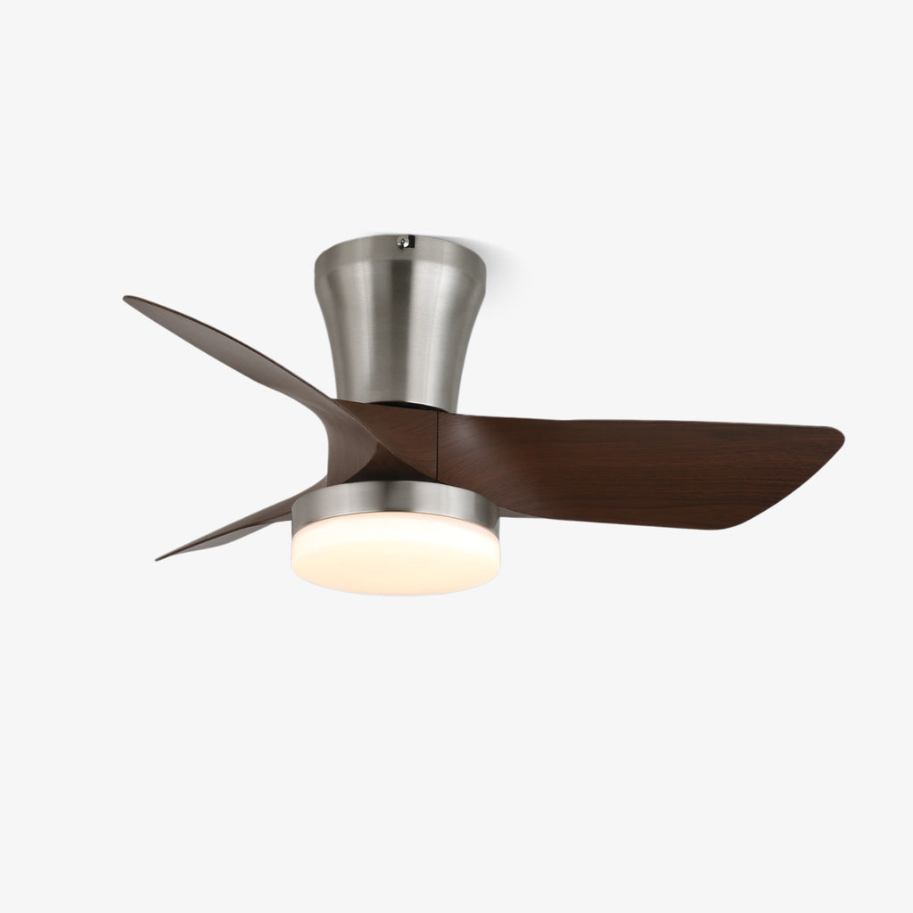 Moderner Holzdeckenventilator Trivon mit integrierter Beleuchtung | Einstellbare Geschwindigkeit & Fernbedienung – Lamylie