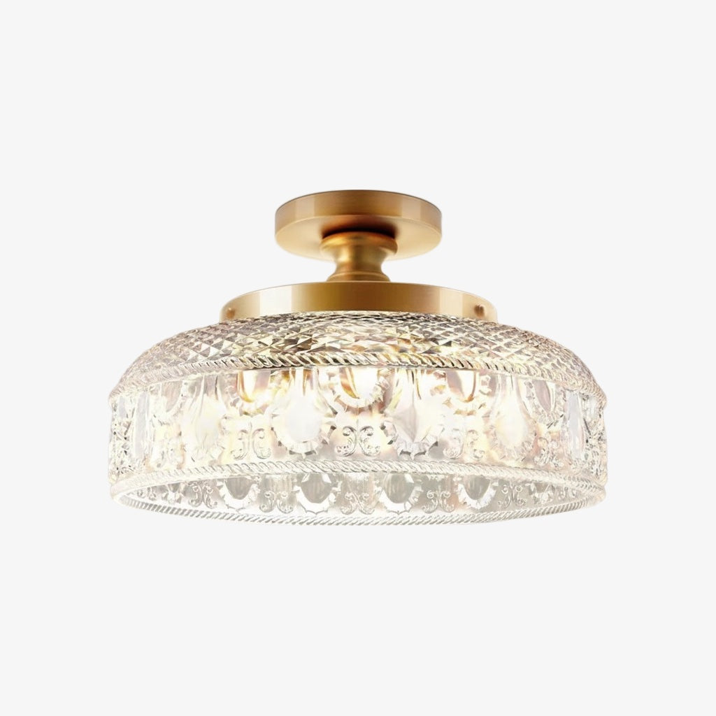 Ribbed Glass Ceiling Lamp with Metal Fixture | Minimalist Lighting for Bedroom and Hallway - Lamylie